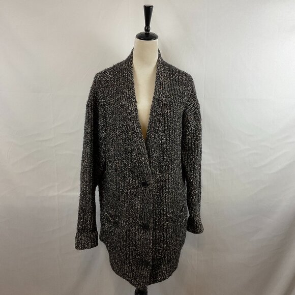 Iabel Marant Etoile Cardigan 40 US 8 Black Pink Blue Mottled Half Button - Picture 1 of 13